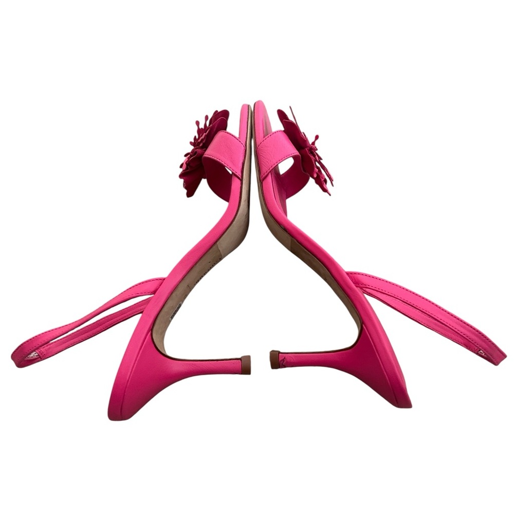 Larroude Fuchsia pink hibiscus Flower slingback heeled sandals in box size 8.5 - Picture 7 of 15